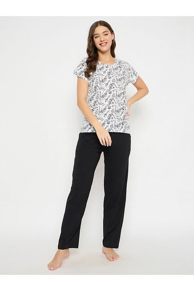 Clovia By Styli Women's Printed Button Down Shirt & Pyjama Set