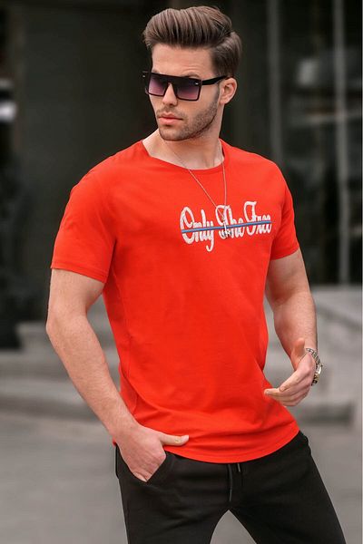 Madmext Printed Red Men's T-Shirt 4541