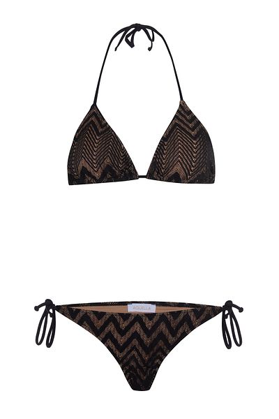 AQUELLA Knitwear Textured Black Triangle Bikini Set