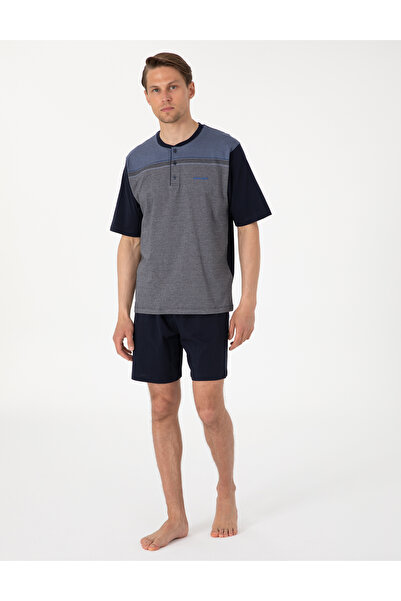 Pierre Cardin Lacivert Kısakol 3'lü Jakarlı Pijama Takımı 50314446-200