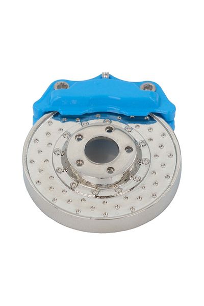 Mega Oto Market Auto Car Keychain Chrome Brake Disc with Blue Pad Cover