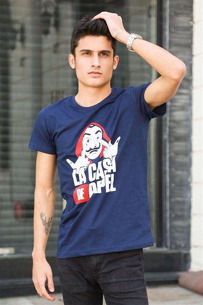 Madmext Tricou imprimat bleumarin 4017