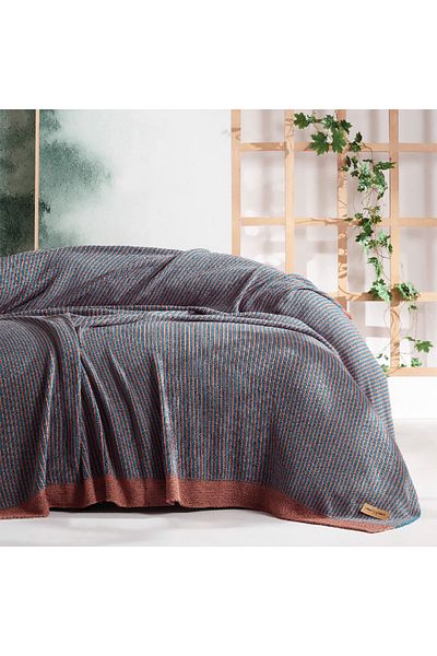 Homelux Knit blanket Charlene 220x240 cm, blue/brown