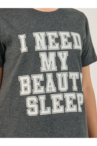 Styli Slogan Print Short Sleeve Nightdress