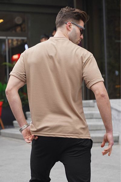 Madmext Ανδρικό T-shirt Lycra Basic σε ανοιχτό καφέ χρώμα 6060