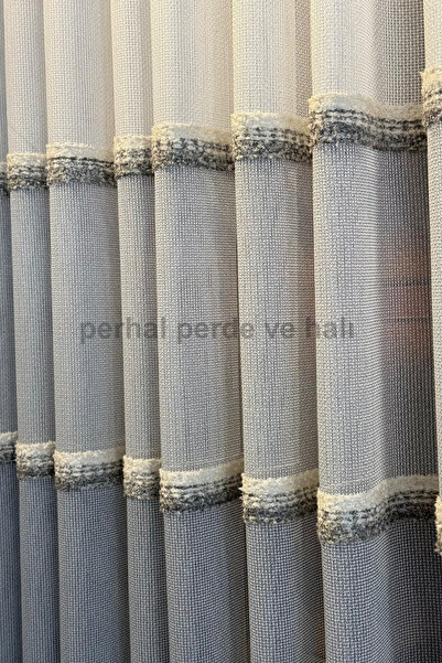 perhal perde ve halı Soft Yatay Çizgi Desen Gri Tonlarında 1-3 Sık Pile Tül Perde, Ütü İstemez Yüksek Kaliteli Tül Perde