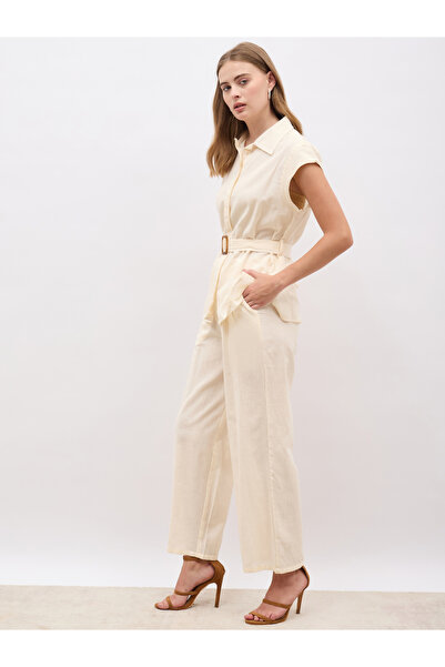 Styli Solid Cap Sleeve Shirt and Wide Leg Pants Co-Ords