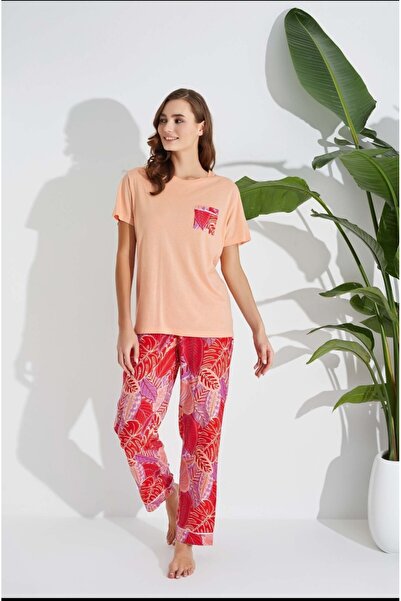 Aydoğan Aydoğan 100% Viscos Fabric Short Sleeve Women's Pajama Set