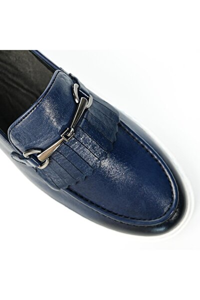TETRİ Hector Model Hakiki Deri El Yapımı Erkek Lacivert Loafer Ayakkabı