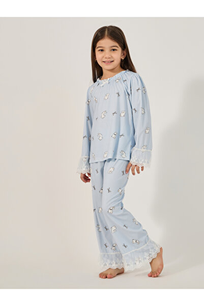 Styli طقم بيجامة وتي شيرت برقبة دائرية مطبوع بالكامل