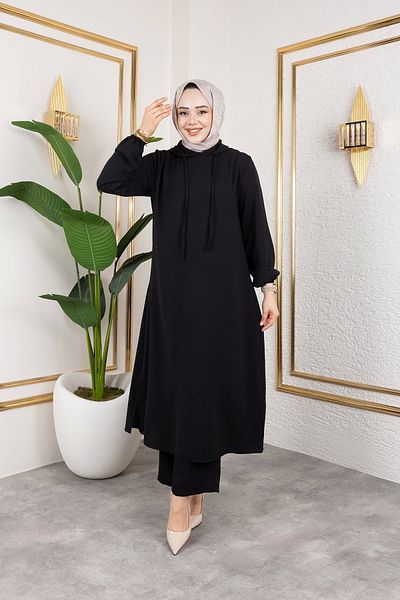 Nevayla Moda Aerobin Fabric Long Double Suit - Black / T0110
