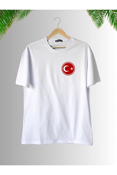 dafri Tricou supradimensionat din bumbac cu gâtul rotund cu steagul TURC
