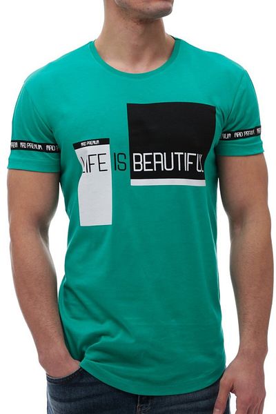 Madmext Μπλουζάκι με στάμπα Crew Neck Petrol Green 2890