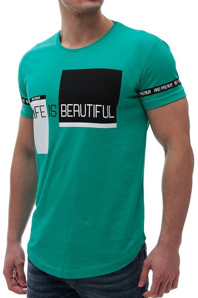 Madmext Μπλουζάκι με στάμπα Crew Neck Petrol Green 2890