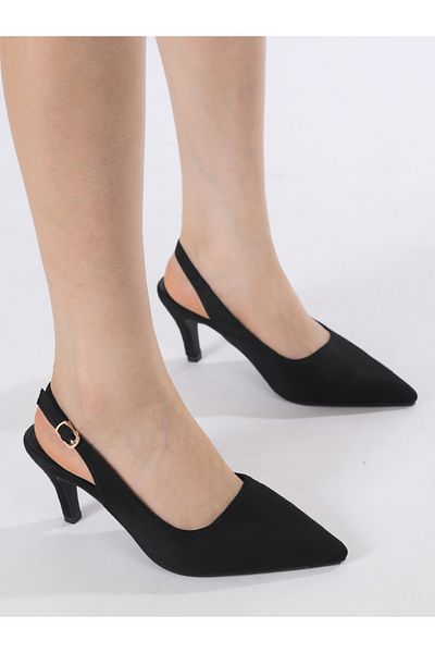 Sneak-a-Peek By Styli Plain Pointed Toe Stiletto Heel Slingback Shoes