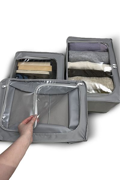 Sertil 4 Pieces Window Closet Organizer Foldable Steel Wire Zippered Clothing Organizer