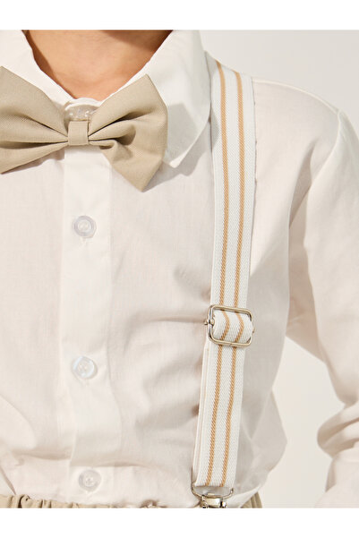 Styli Collared Shirt with Pant, Bow and Suspender