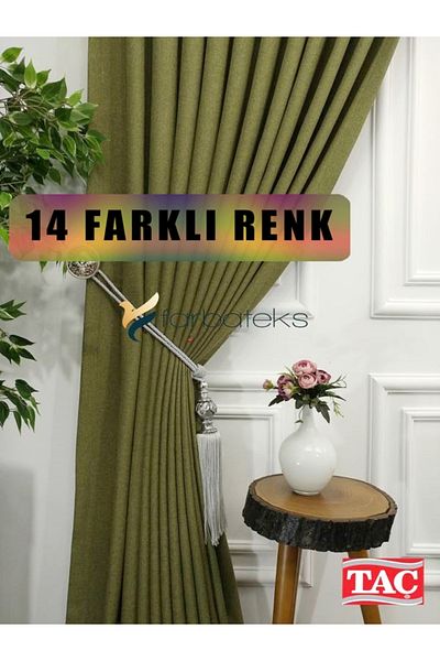 farbateks ستارة خلفية من الكتان الأخضر 1e3 ستارة خلفية مطوية
