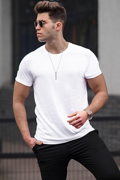 Madmext T-Shirt Crew Neck Basic White 3006