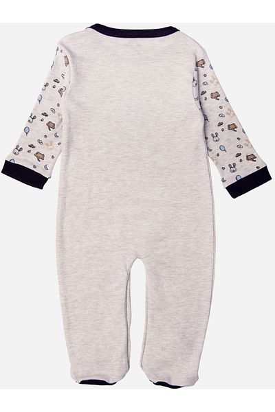 Babies Basic By Styli BabiesBasic 100% cotton Printed Long Sleeves Jumpsuit/Romper/Sleepsuit for babies, 3-6 Months , Grey