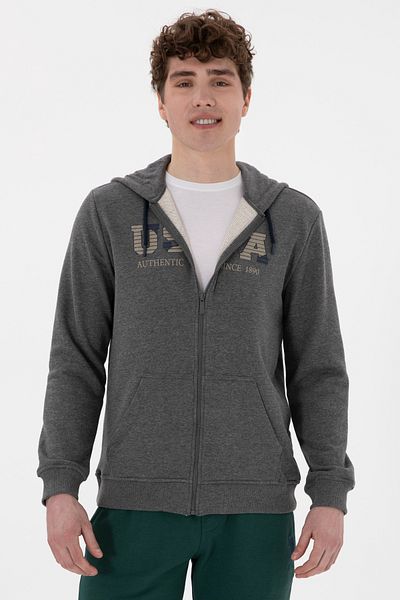 U.S. Polo Assn. Men's Anthracite Melange Knitted Cardigan 50277970 -Vr081