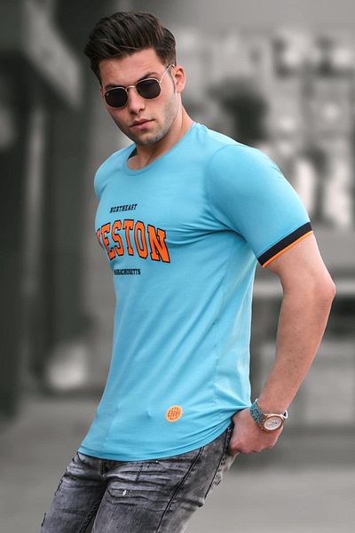 Madmext Türkises Herren T-Shirt mit Aufdruck 4593