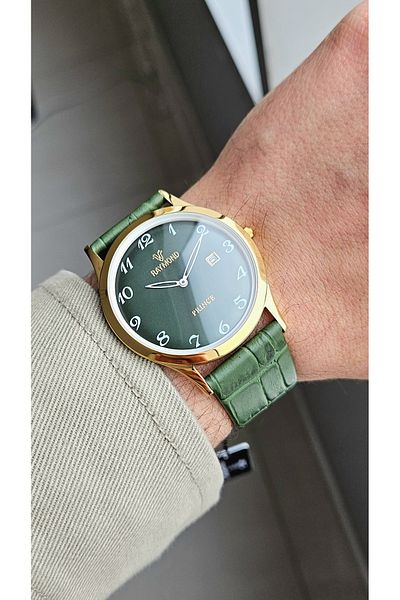 Raymond Rym-3173 Mens Classic Mens Wristwatch - Steel Case and Leather Cord - 2 Years Warranty