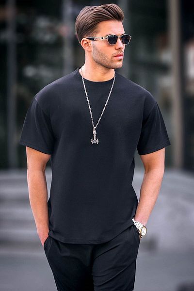 Madmext Μαύρο Ανδρικό T-Shirt Regular Fit Basic 6099