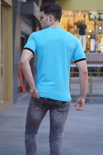 Madmext Printed Turquoise Men's T-Shirt 4593