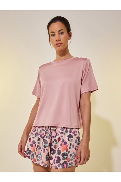 Styli Solid Short Sleeve T-Shirt and Printed Shorts