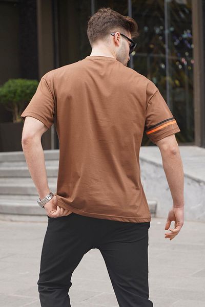 Madmext Καφέ ανδρικό μπλουζάκι με στάμπα Regular Fit 6087