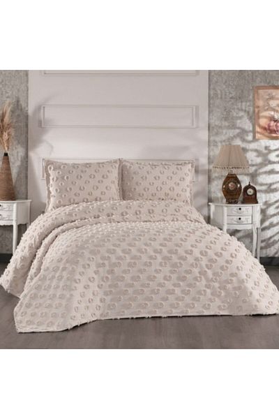 Çapa Home 3-piece velvet duvet cover set for double bed, 240x260cm, Hayal Cappuccino