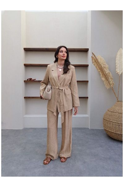 ESRAHELVACI Linen Jacket Trousers Set
