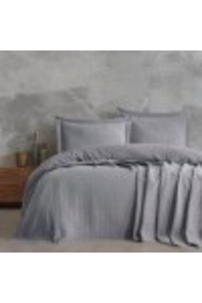 Şaheser Cotton duvet cover + 2 pillowcases 240x260cm, Saheser Home, Orella Grey