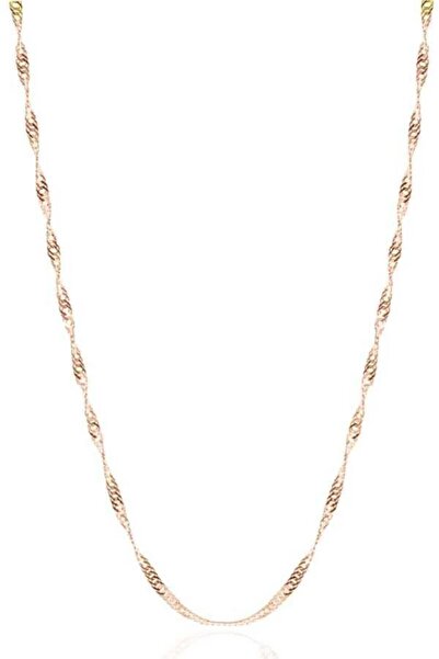 Midyat Gümüş Dünyası Italyan Gümüş Rose Altın Renkli Singapur Modeli 50 Cm Zi...