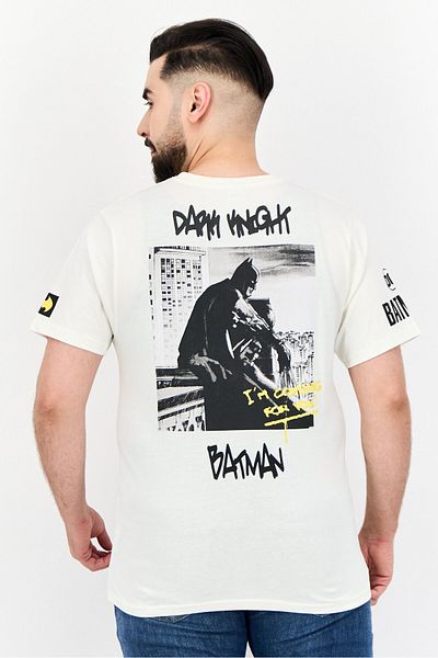 Batman Dc Men Crew Neck Short Sleeve Graphic Print T-shirt, Off White