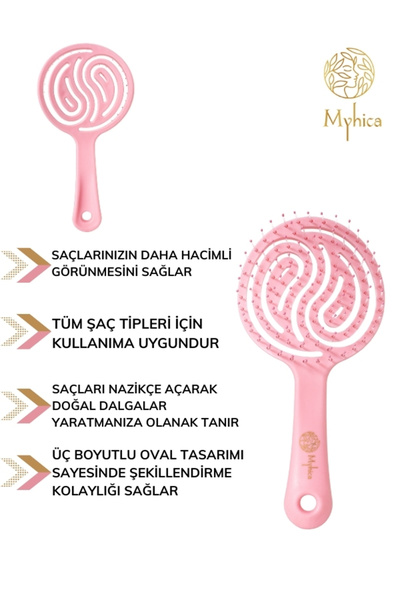 Myhica Ανοιχτό ροζ Pro τρισδιάστατη οβάλ βούρτσα μαλλιών