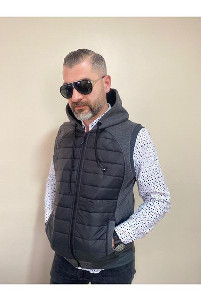 BENESSE Γιλέκο με κουκούλα με φερμουάρ με τρεις κλωστές