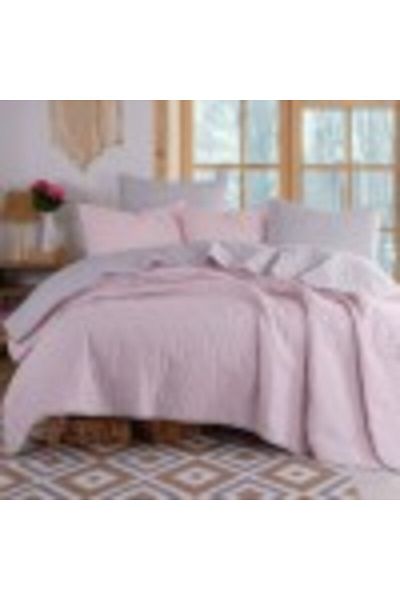 Eponj Home Reversible quilted duvet set 200x220cm + 2 pillowcases, Solid Pink/Grey