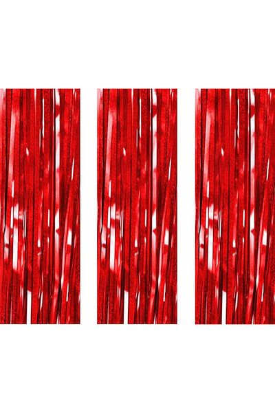 AILEXI 3-piece party fringe curtain set, plastic, red, 200 x 100 cm