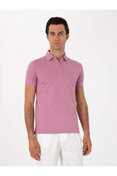 Cacharel تي شيرت قطني أساسي بياقة بولو وقصة ضيقة من Gül Kurusu 50300934-VR026