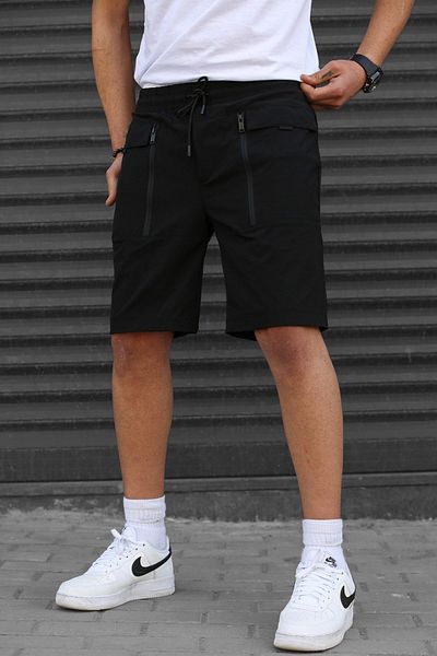 Madmext Černé pánské kraťasy Capri Basic s kapsami