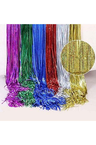 NIWWIN Photo Booth Glitter Curtains Set Of 2, Foil, Gold, 3 X 8.3 M