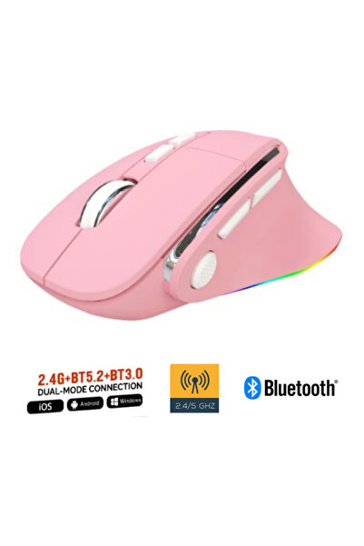 Sarftech Kablosuz Ergonomik Zarif Tasarım RGB Dual Moude 2.4Ghz+BT5.0 Ofis ve Gaming Oyuncu Faresi
