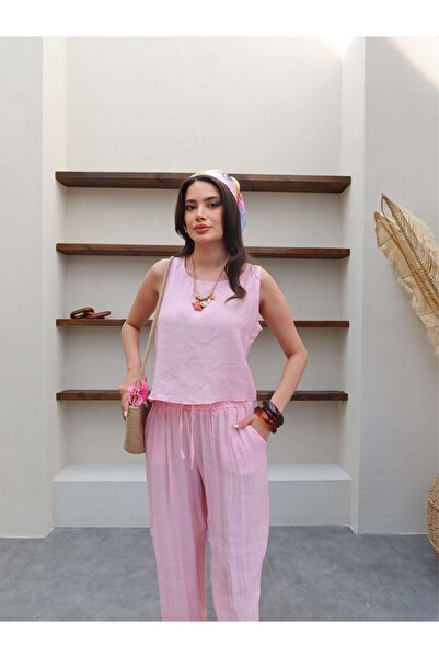 ESRAHELVACI Sıfır Kol Rahat Bluz Takım