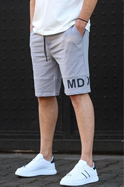 Madmext Pánské bermudy s malovaným šedým potiskem 5493
