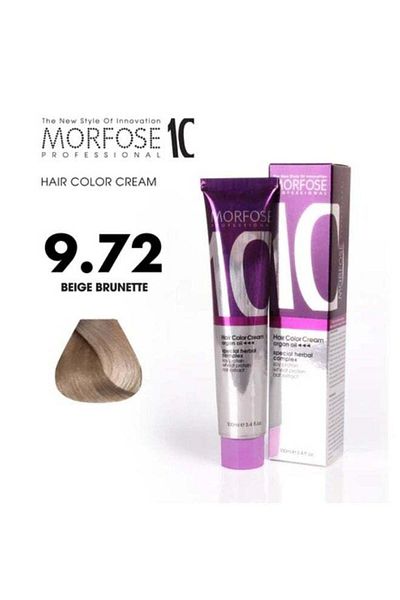Morfose 10 Hair Color Cream with Argan Oil - 9.72 Very Light Blonde Brown Iridescent
