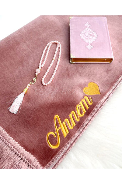 SECA HOME Anneler Gününe Özel İsimli Lüx Kadife Seccade, Kişiye Özel Seccade,...