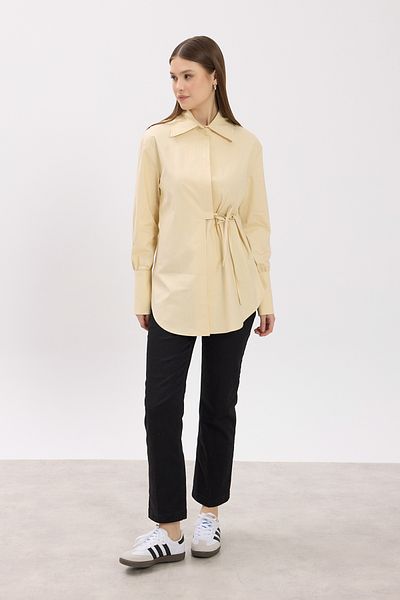 Birgül Bektaş Classic Collared Shirt with Cream Binding Detail