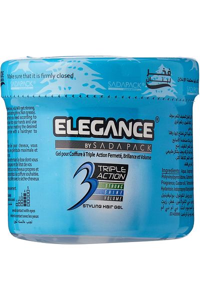 Elegance Triple Action Hair Gel - Blue, 500ml